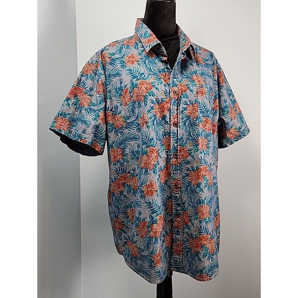 Chip & Pepper California XL Summer Aloha Hawaiian Button Blue Short Cotton - Picture 2 of 11